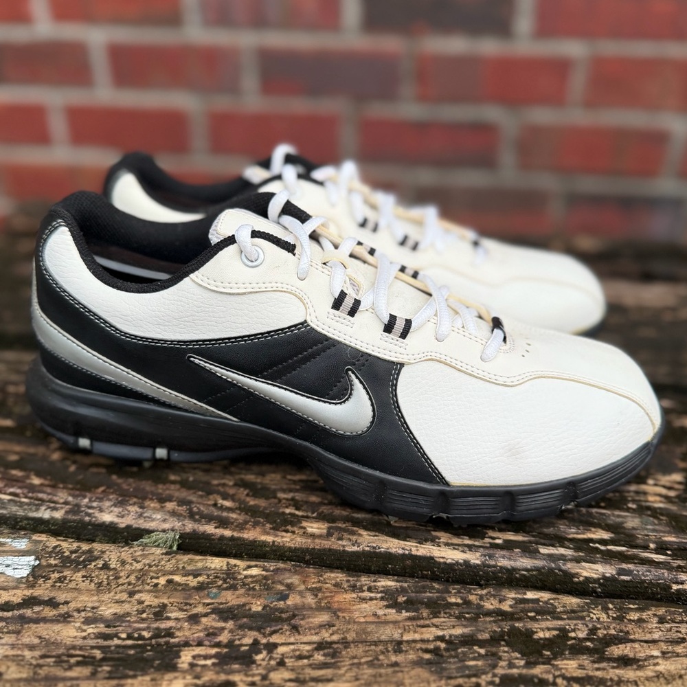 Nike Power Channel TAC Men's Black & White Leather Size 10 Golf Shoes T1